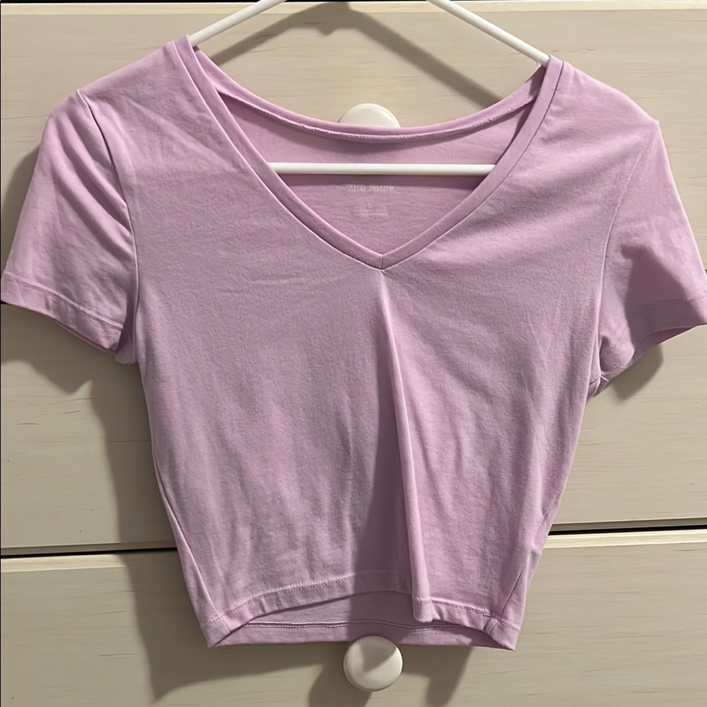 Lavender V-Neck Crop Top
